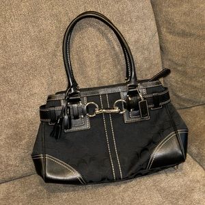 Coach Vintage Hampton Signature Carryall Satchel Black
